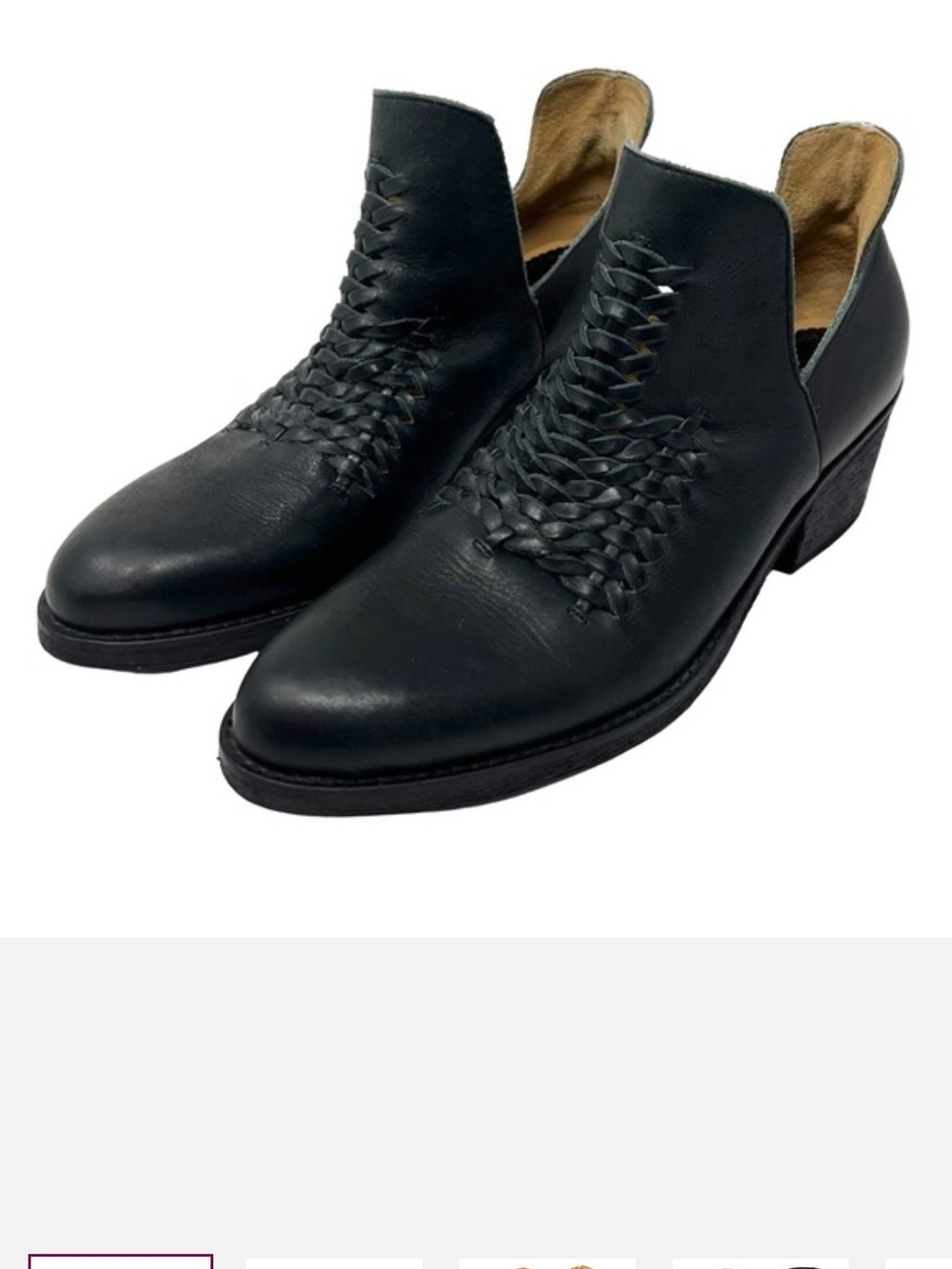 Latigo Kick Anthropologie Black Woven Leather Cutout Ankle Booties